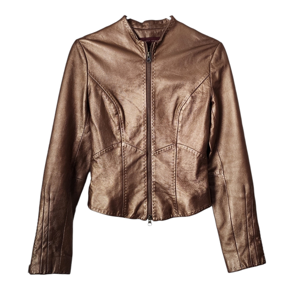 MARGARET GODFREY x VINTAGE y2k Metallic Brown second skin‎ leather Jacket copper